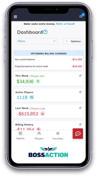BossAction dashboard on mobile